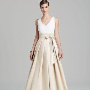 Aidan Mattox Gown V-neck Sleeveless Satin Pleat